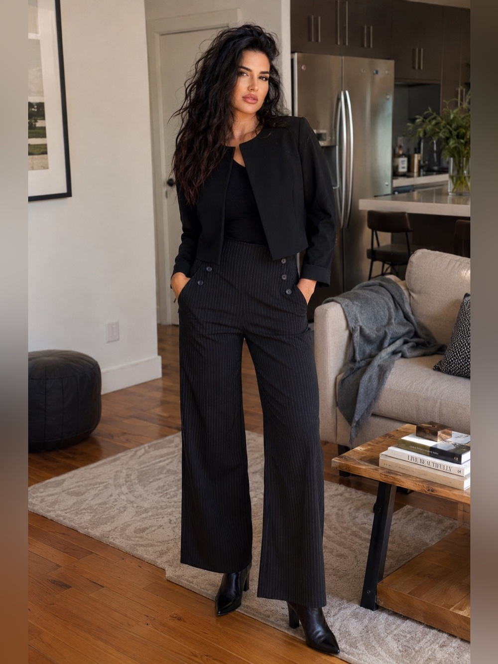 Cropped black blazer by White House Black Market Size 12